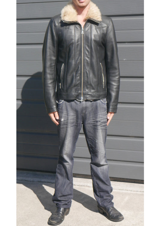 MENS LEGACY JACKET, WHITE STRIPE FUR COLLAR
