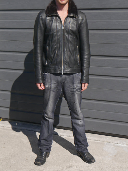 MENS LEGACY JACKET , BLACK FUR COLLAR
